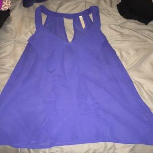 Blue ruffle tank